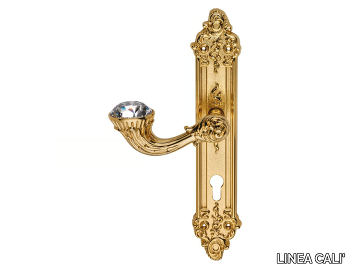 BRILLIANT DIAMOND - Louis XIV brass door handle with Swarovski® Crystals on back plate _ LINEA CALI'