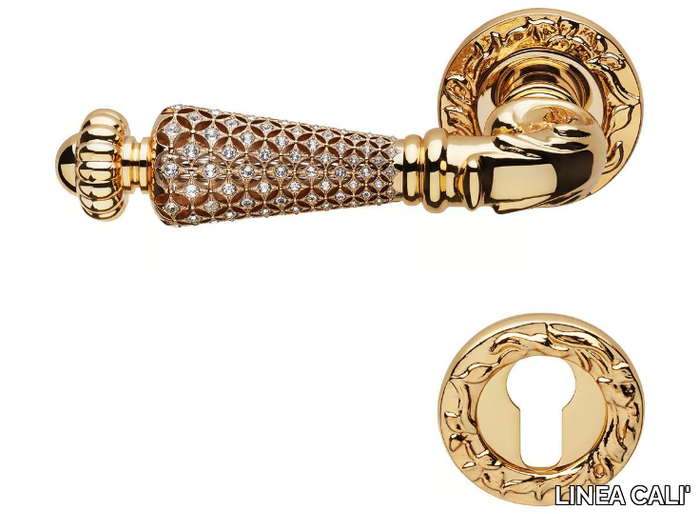 JEWEL - Brass door handle with lock _ LINEA CALI'