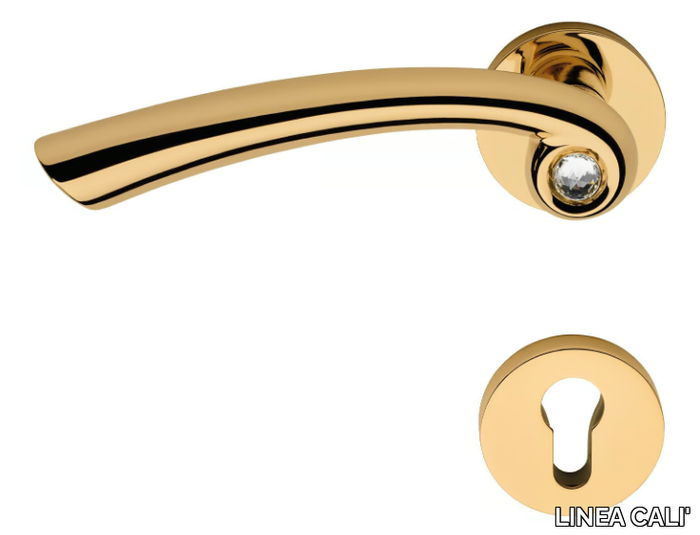 NAU CRYSTAL - Contemporary style brass door handle with Swarovski® Crystals with lock _ LINEA CALI'