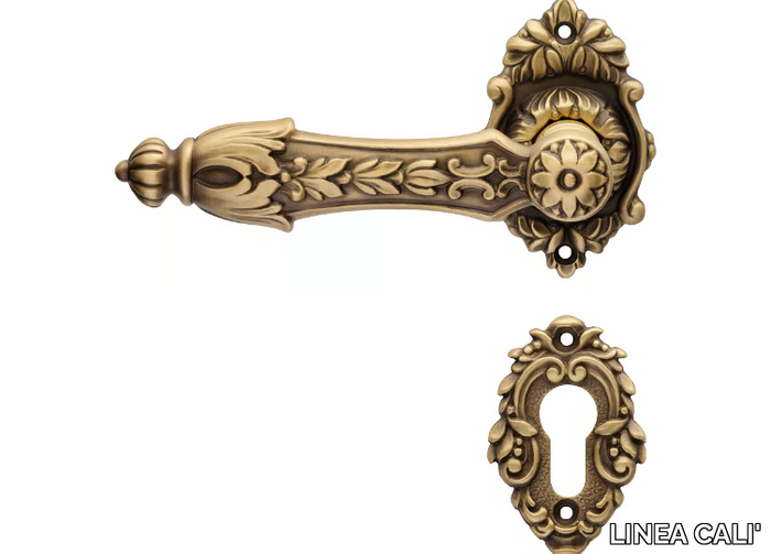 ARCADIA - Brass door handle with lock _ LINEA CALI'