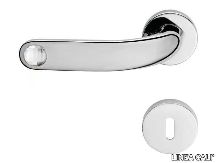 POINT CRYSTAL - Brass door handle with Swarovski® Crystals with lock _ LINEA CALI'