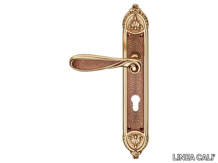 AISHA - Brass door handle on back plate _ LINEA CALI'