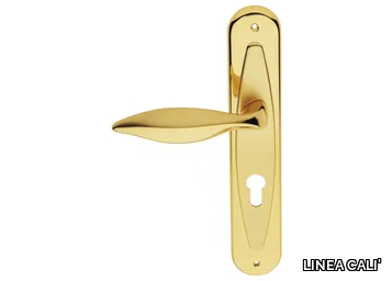 DELFINO - Classic style metal door handle on back plate with lock _ LINEA CALI'