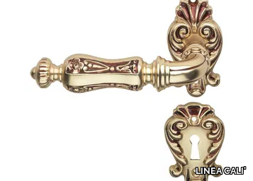 SOLEIL - Chromed brass door handle on rose with lock _ LINEA CALI'