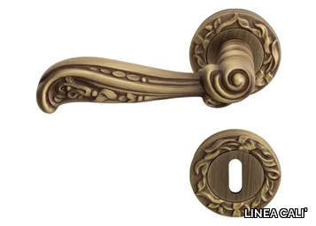 NATURE - Chromed brass door handle on rose with lock _ LINEA CALI'