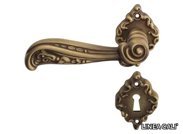 NATURE - Chromed brass door handle on rose with lock _ LINEA CALI'