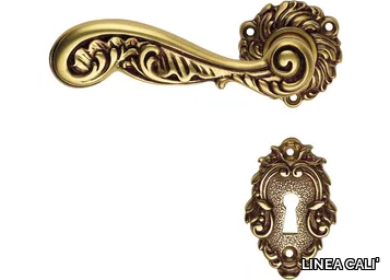 ROCOCÒ - Chromed brass door handle on rose with lock _ LINEA CALI'