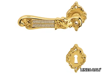 TIFFANY MESH - Chromed brass door handle on rose with lock _ LINEA CALI'