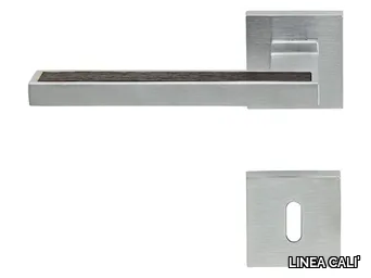 SINTESI WENGÉ - Chromed brass door handle on rose with lock _ LINEA CALI'