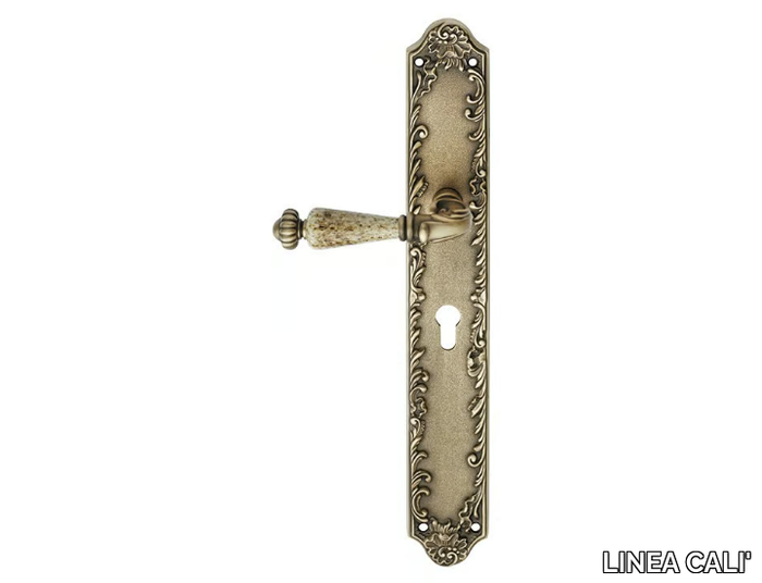 NINFA PORCELLANA - Classic style brass door handle on back plate _ LINEA CALI'