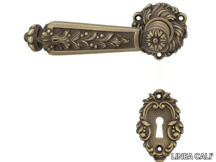 EPOCA - Chromed brass door handle on rose with lock _ LINEA CALI'