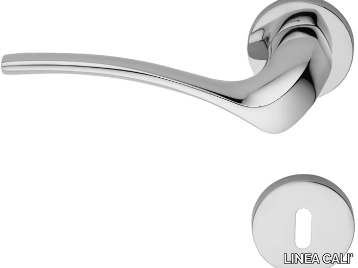 IBIS - Chromed brass door handle on rose with lock _ LINEA CALI'