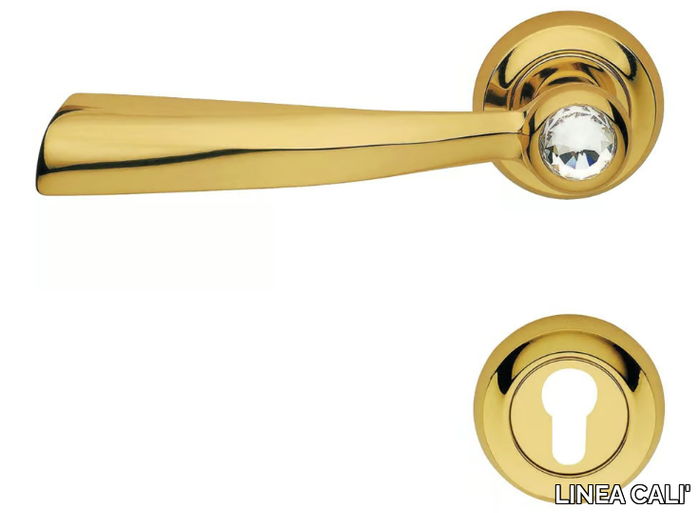 ELIKA CRYSTAL - Chromed brass door handle with Swarovski® Crystals on rose with lock _ LINEA CALI'