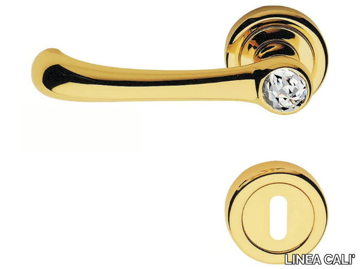 IDEA CRYSTAL - Chromed brass door handle with Swarovski® Crystals on rose with lock _ LINEA CALI'