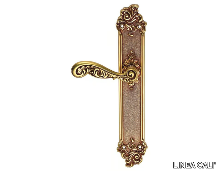 ROCOCÒ - Chromed brass door handle on back plate _ LINEA CALI'