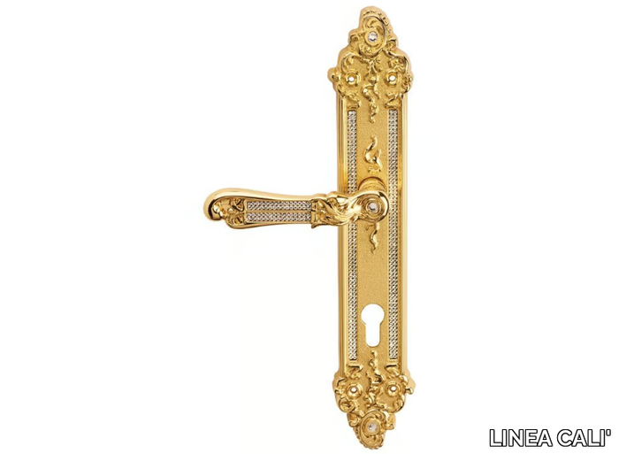 TIFFANY MESH - Chromed brass door handle on back plate _ LINEA CALI'