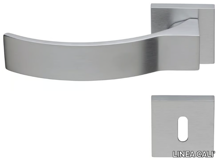 ELIOS - Chromed brass door handle on rose with lock _ LINEA CALI'