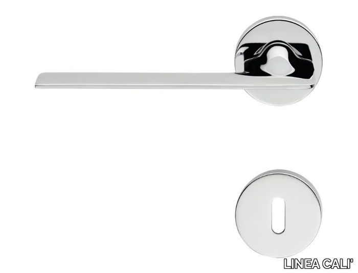 JET - Chromed brass door handle on rose with lock _ LINEA CALI'