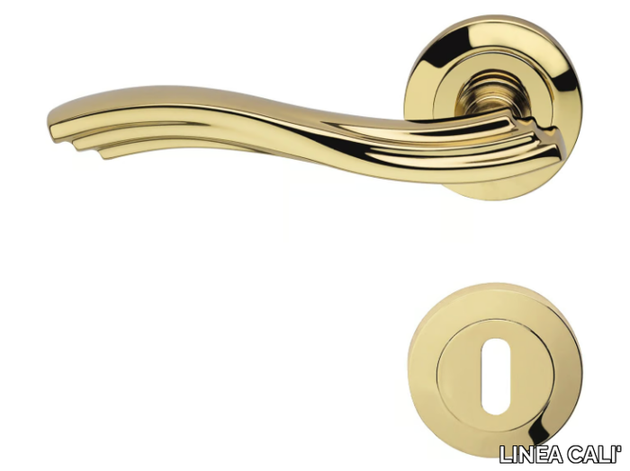 MARINA - Classic style brass door handle on rose with lock _ LINEA CALI'