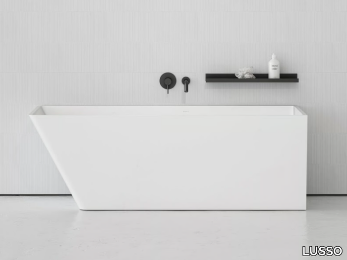 VADO - Asymmetric rectangular Resin Stone bathtub _ LUSSO