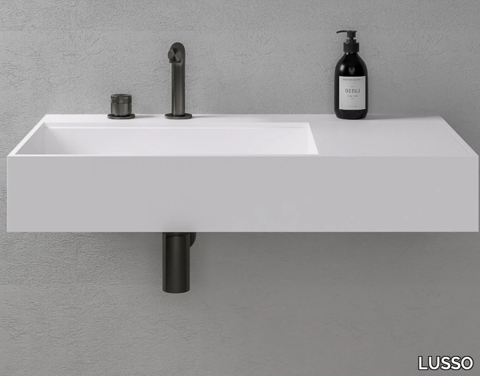 VENO - Wall-mounted rectangular Resin Stone washbasin _ LUSSO