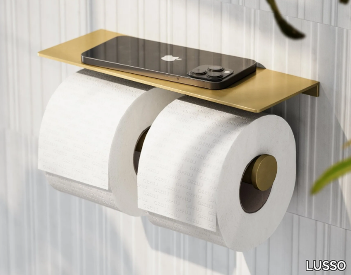 DEKA - Double stainless steel toilet roll holder with shelf _ LUSSO