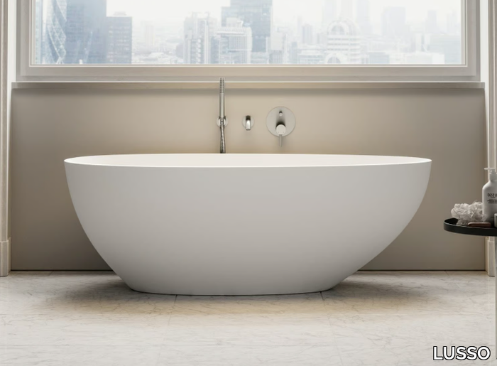 EGG SHELL - Freestanding oval Resin Stone bathtub _ LUSSO