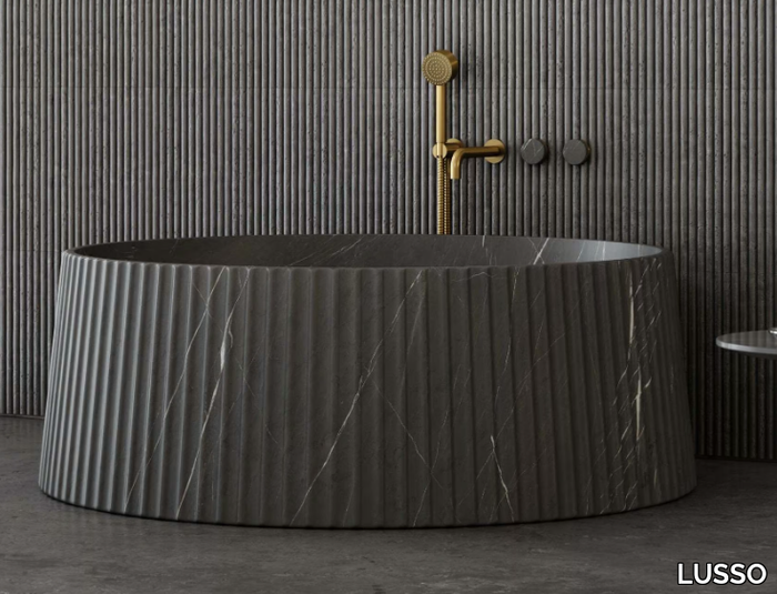 LAMP - Round Pietra Grey marble bathtub _ LUSSO