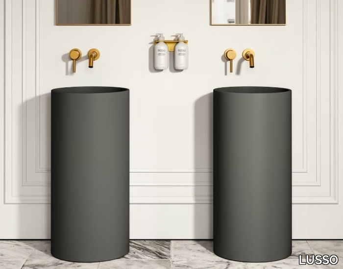 ALINA - Freestanding round Resin Stone washbasin _ LUSSO