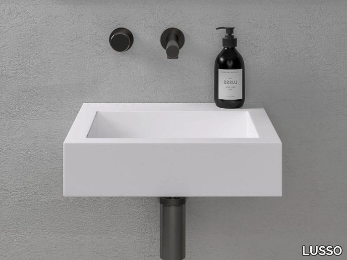 AURA - Wall-mounted rectangular Resin Stone washbasin _ LUSSO