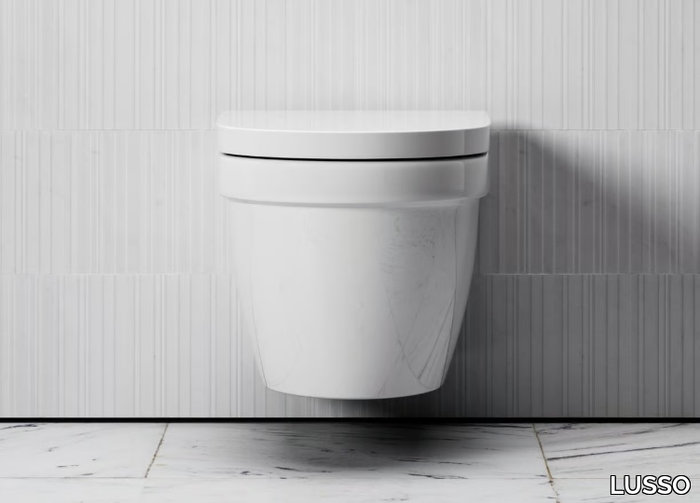 BERKELEY - Wall-hung rimless ceramic toilet _ LUSSO