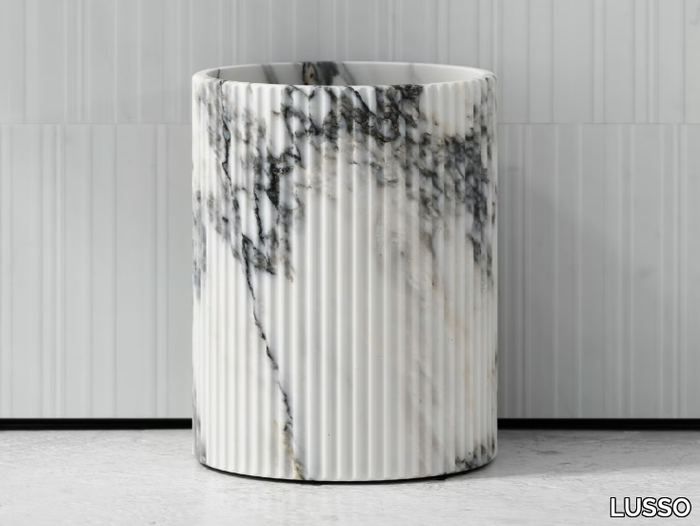 BIJOUX - Arabescato marble bathroom waste bin _ LUSSO