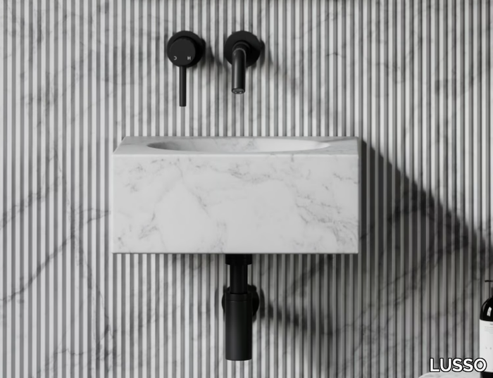 COCO - Wall-mounted single Carrara marble washbasin _ LUSSO