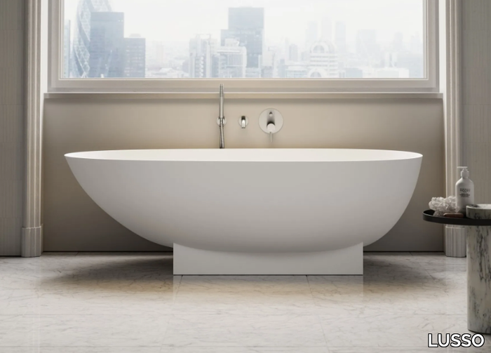 COCOON - Asymmetric oval Resin Stone bathtub _ LUSSO