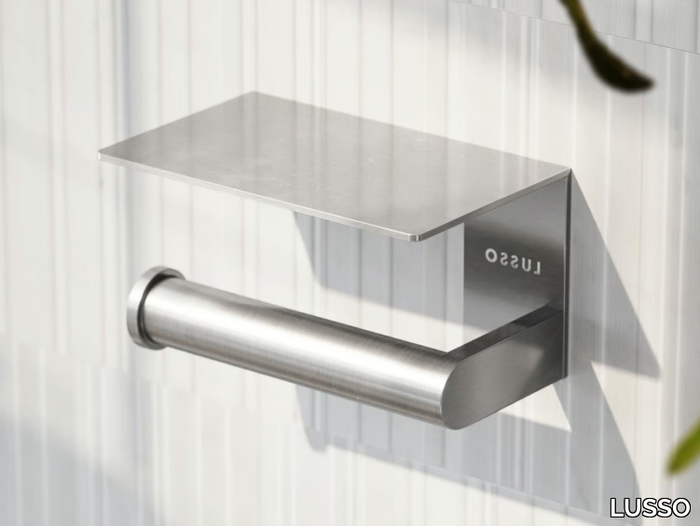 DEKA - Stainless steel toilet roll holder with shelf _ LUSSO