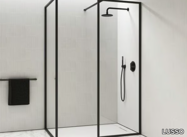 DESIGNO - KIT B - Corner glass Walk in shower with tray _ LUSSO