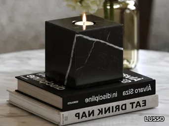 CASSINI - Nero Marquina marble candle holder _ LUSSO