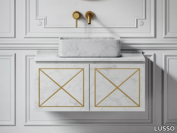 KUDOS - Countertop rectangular single Carrara marble washbasin _ LUSSO