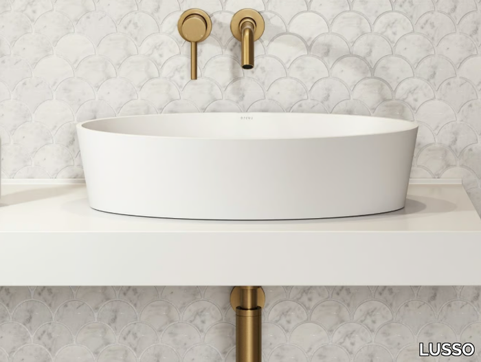 KURV - Countertop oval Resin Stone washbasin _ LUSSO