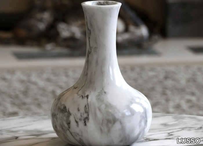 LAMORA - Round Arabescato marble vase _ LUSSO