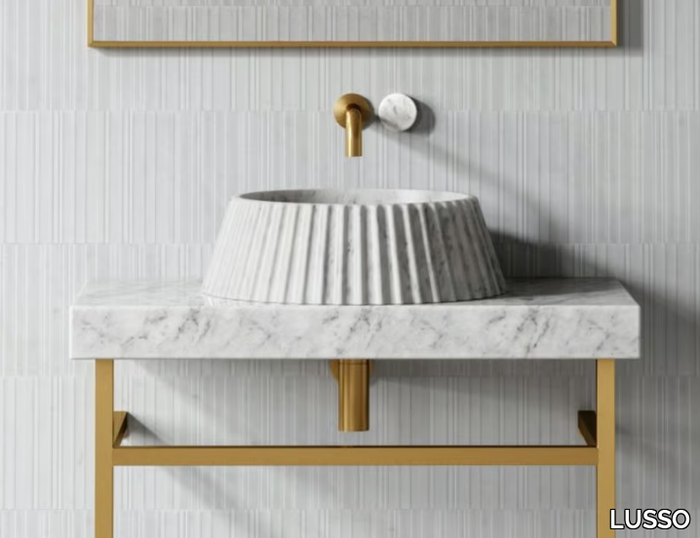 LAMP - Countertop round Carrara marble washbasin _ LUSSO