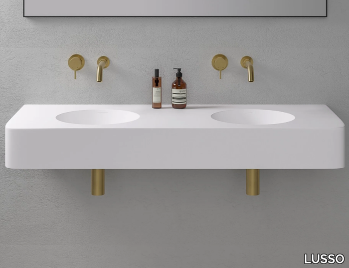 LANOSA - Wall-mounted double Resin Stone washbasin _ LUSSO