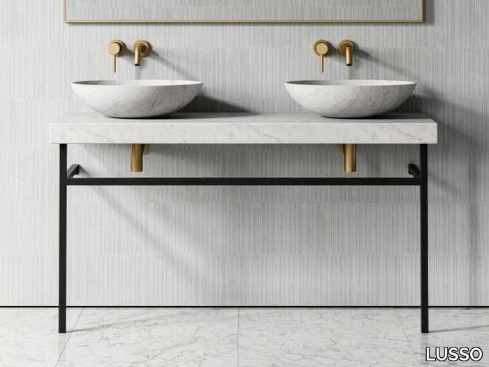 LOMAZZO - Double Carrara marble washbasin countertop _ LUSSO