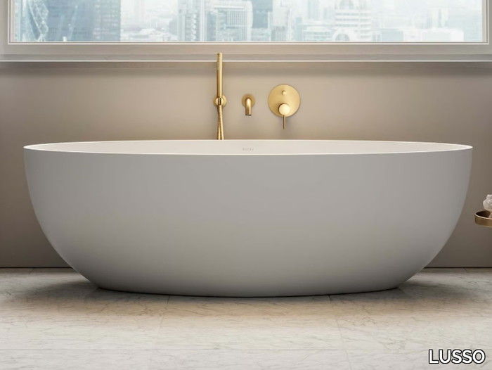 MORINI - Freestanding oval Resin Stone bathtub _ LUSSO