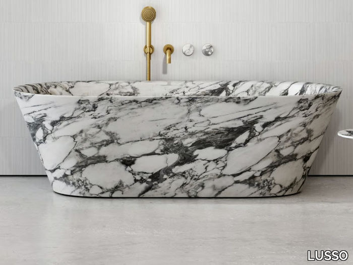 MUSE - Freestanding oval Arabescato marble bathtub _ LUSSO