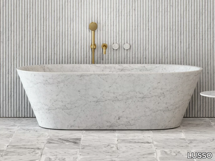 MUSE - Freestanding oval Carrara marble bathtub _ LUSSO