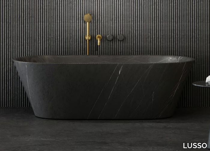 MUSE - Freestanding oval Pietra Grey marble bathtub _ LUSSO