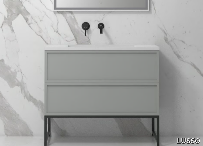 PIANA - Floor-standing single wooden vanity unit with drawers _ LUSSO