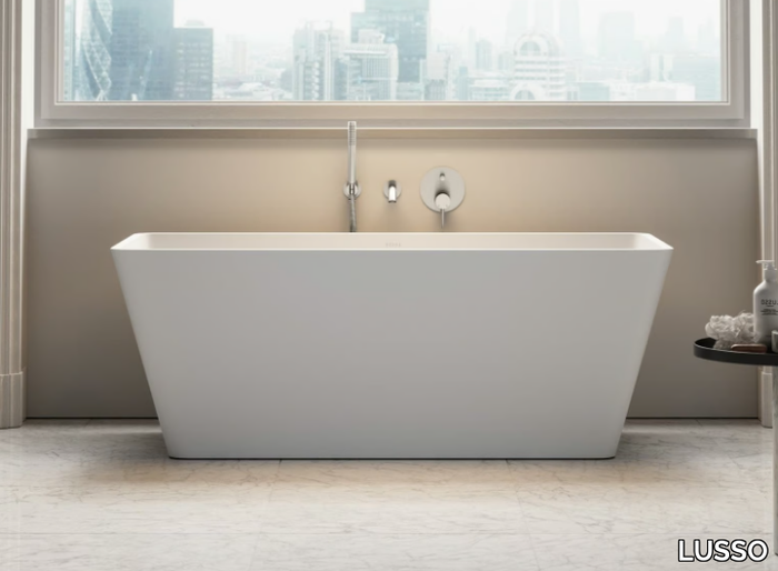 QUADRATO - Freestanding rectangular Resin Stone bathtub _ LUSSO