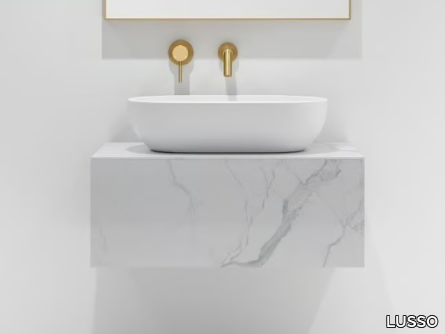 SALVATOR - Wall-mounted porcelain stoneware vanity unit with drawers _ LUSSO